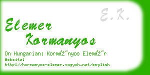 elemer kormanyos business card